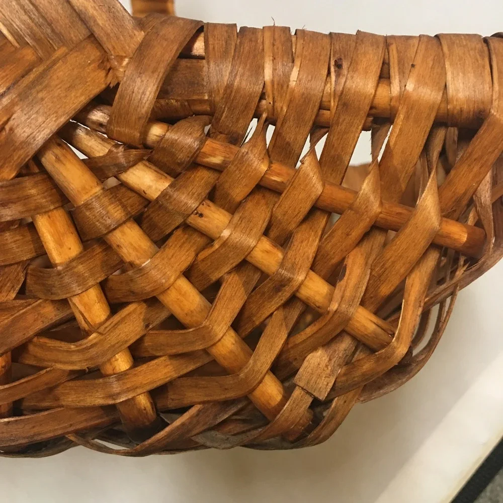Woven Splint Basket Home Decor OS Brown Rustic Farmhouse Style Cottagecore